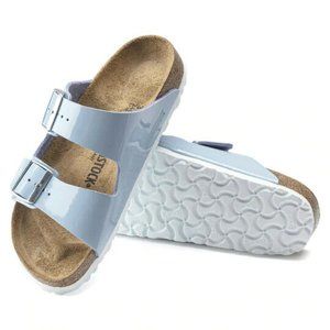 NEW Birkenstock Arizona Patent Birko-Flor sandals dove blue EU 36 medium/narrow